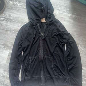 Daisy Fuentes Black Lightweight Zip Hoodie